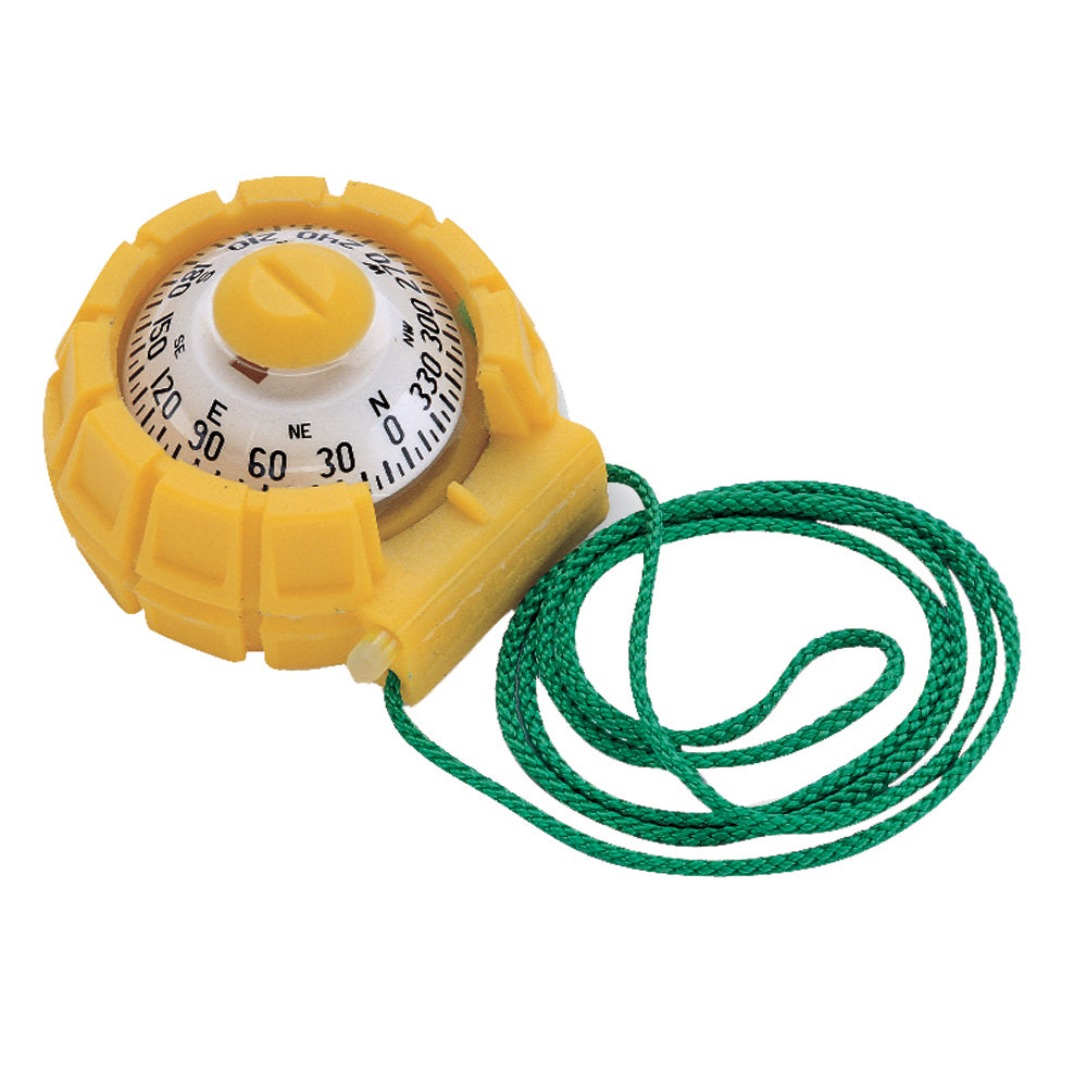 Yellow Ritchie X-11Y SportAbout magnetic handheld compass with clear directional markings for outdoor navigation.