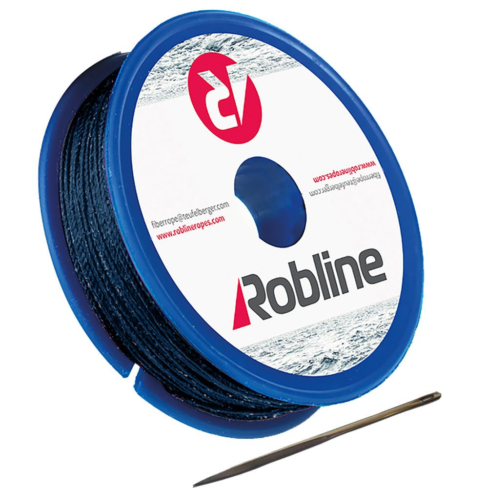 Robline Waxed Whipping Twine Kit in dark navy blue, 0.8mm x 40m rope for sailing or crafting projects.