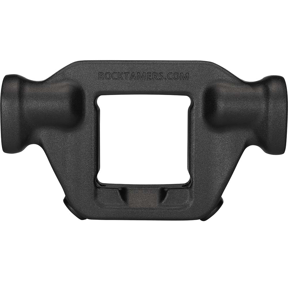 ROCK TAMERS 2.5-inch matte black center hub for hitches and accessories, durable steel construction.