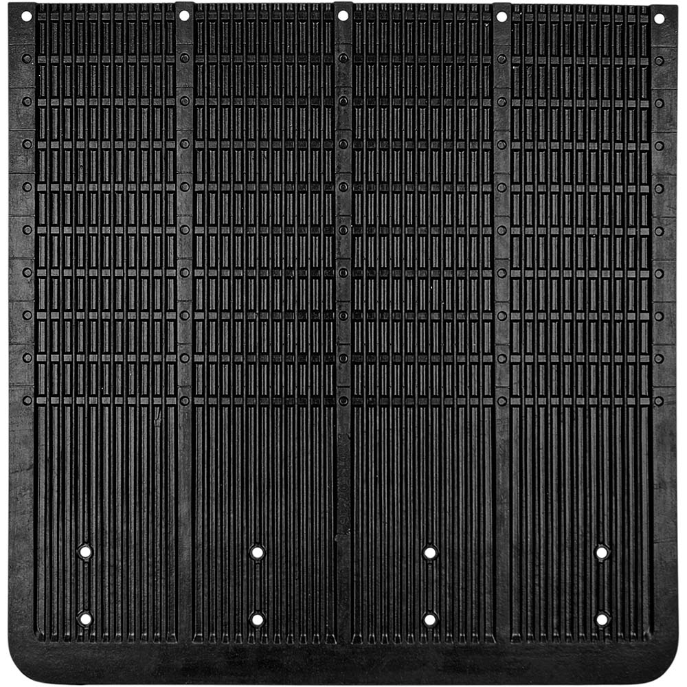 ROCK TAMERS replacement mudflap for hitches and accessories, durable black mudflap with mounting hardware visible in the image.