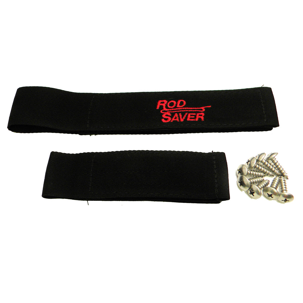 Rod Saver Original 10" and 6" rod and reel storage set, durable fishing rod holders with secure straps for boat or dock use.