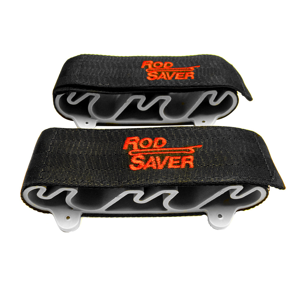 Rod Saver Side Mount 4 Rod Holder for rod and reel storage, mounted on boat or dock for secure fishing rod organization.