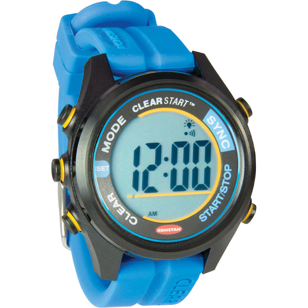 Ronstan ClearStart 40mm blue sailing watch accessory with digital display and durable strap for maritime timing.