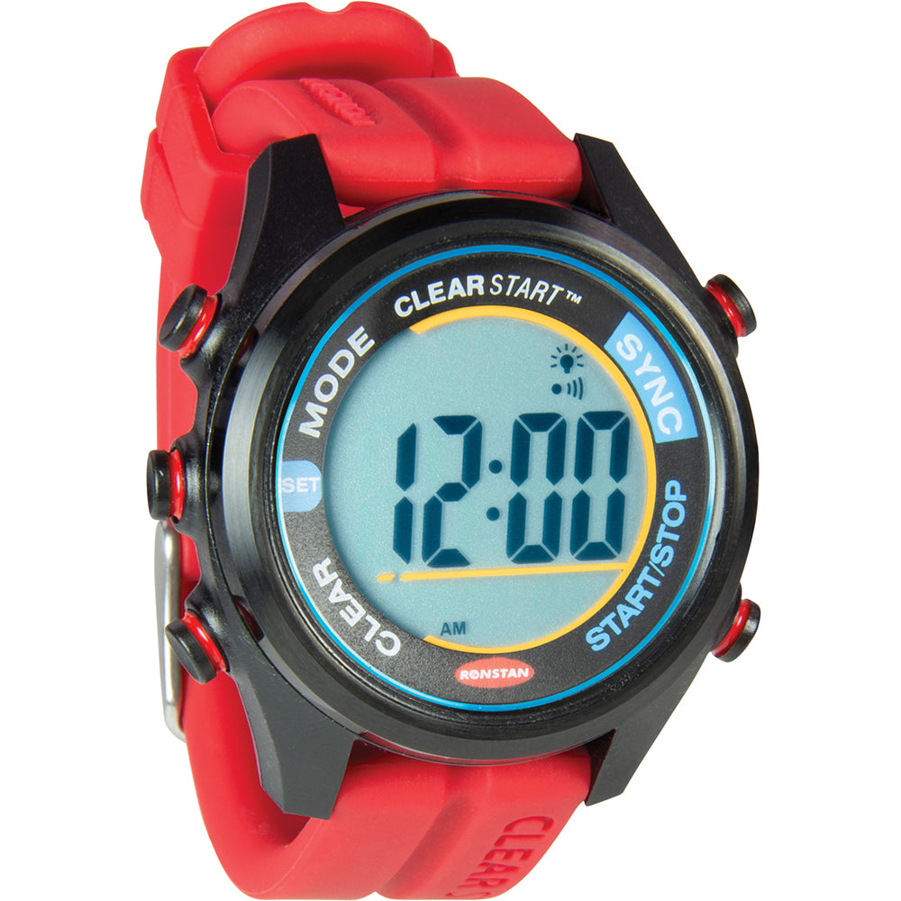 Ronstan ClearStart 40mm sailing watch in red, accessory with durable strap and clear display for maritime timing.