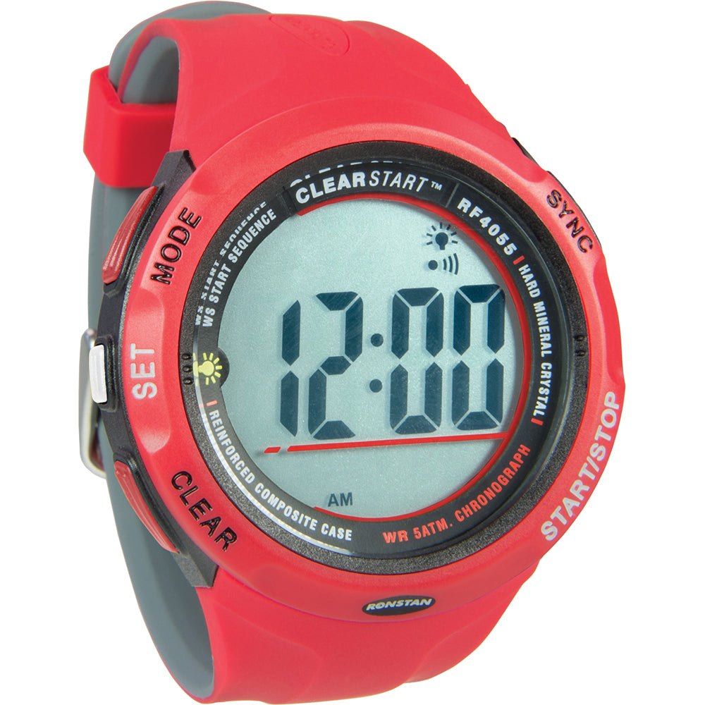 Ronstan RF4055 ClearStart 50mm sailing watch in red and grey, accessory designed for precise timing during sailing activities.