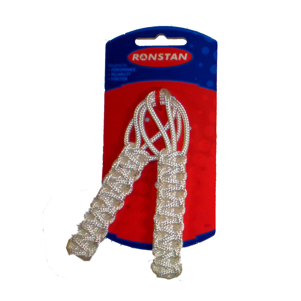 Pair of Ronstan Snap Shackle Lanyards, 2-inch accessories, featuring durable metal clasps for boating or sailing applications.