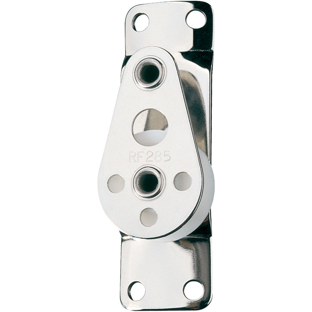 Ronstan Series 30 Utility Block with cheek and curved base, used in sailing for smooth pulley operation