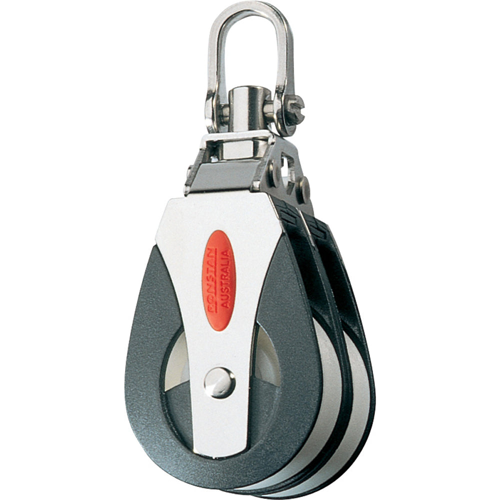 Ronstan Series 40 all-purpose double block with full swivel head, marine sailing hardware for versatile rigging applications