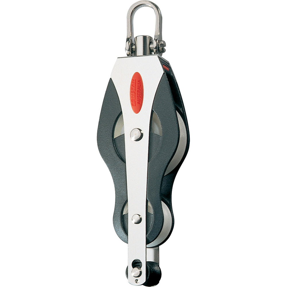 Ronstan Series 50 all-purpose block with fiddle and becket, used for sailing and rigging applications.