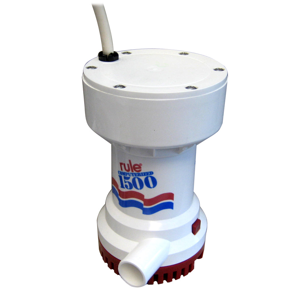 Rule 1500 G.P.H. Automatic Bilge Pump for boats, compact and reliable marine bilge pump with automatic operation.