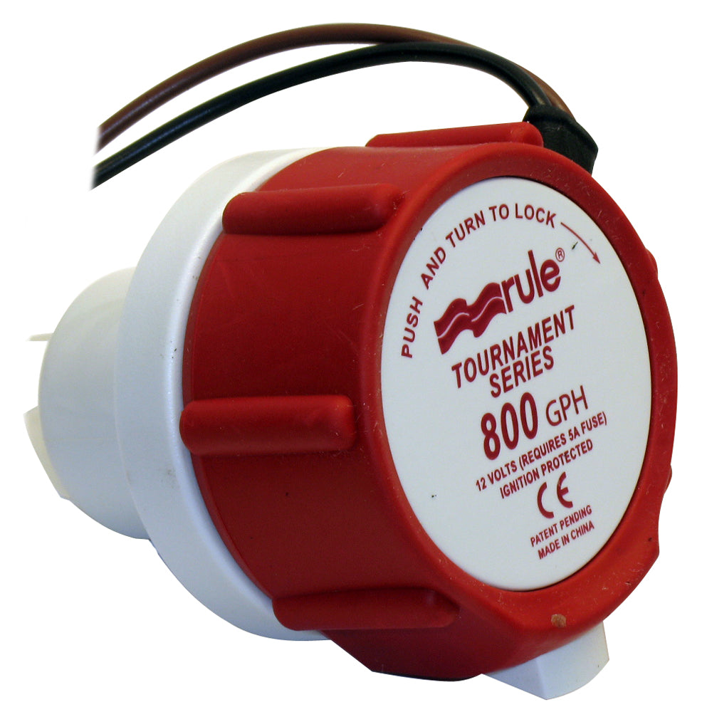 Rule 46DR replacement motor cartridge for Tournament Series bilge pump, 800 GPM, 12V, shows the motor component with wiring and casing