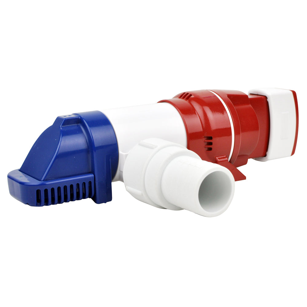Rule LoPro 900GPH Bilge Pump, automatic marine bilge pump showing compact design and control switch for boat bilge drainage.