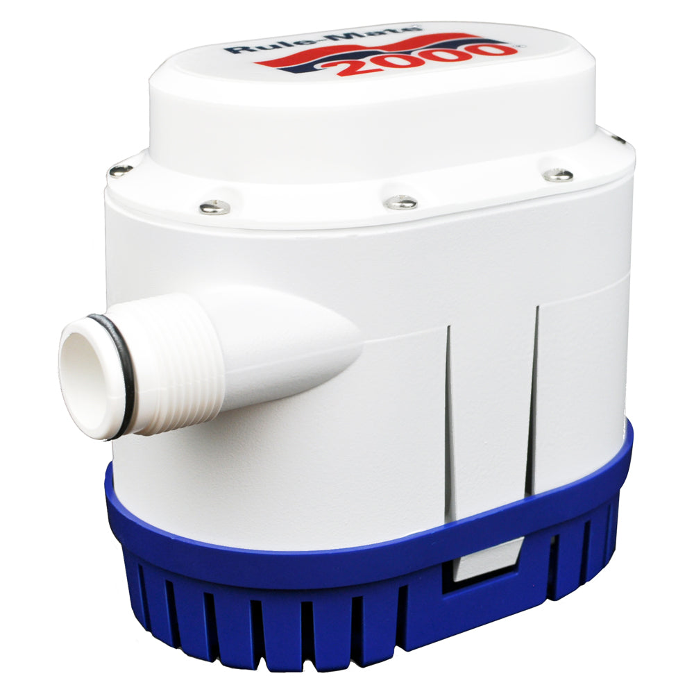 Rule Rule-Mate 2000 GPH 24V fully automated bilge pump, compact marine bilge pump for water removal in boats.