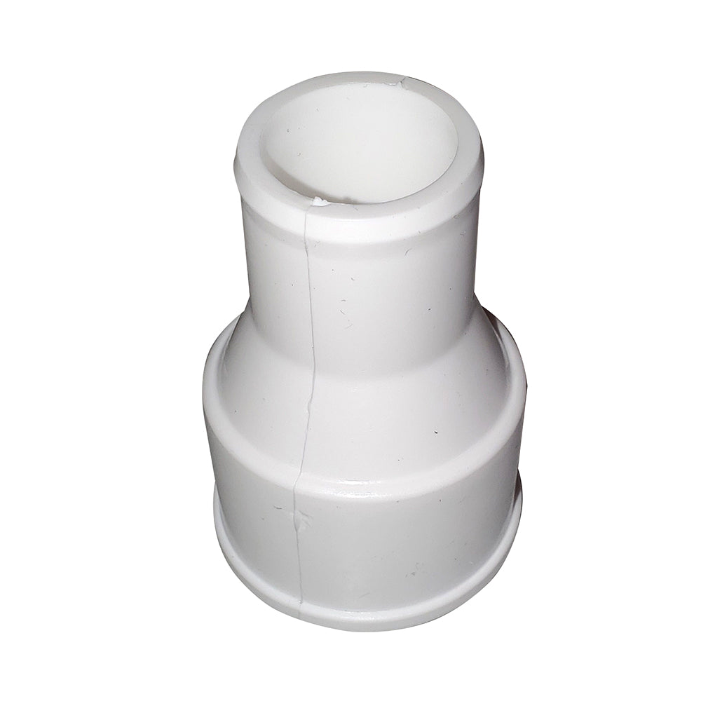 Rule hose adapter fitting connects 1-1/2 inch to 1-1/8 inch hoses, made by Rule, for secure plumbing or irrigation connections.