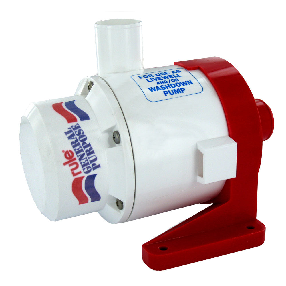 Rule 3800 G.P.H general purpose centrifugal washdown pump with stainless steel body and pressure fittings for industrial use.