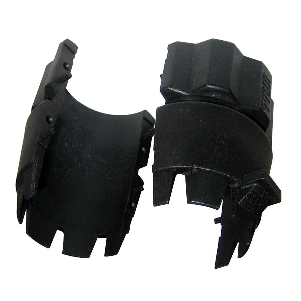 Rupp Marine 2-piece antenna collar mount for 1.5-inch antennas, durable black plastic with secure fitting design.