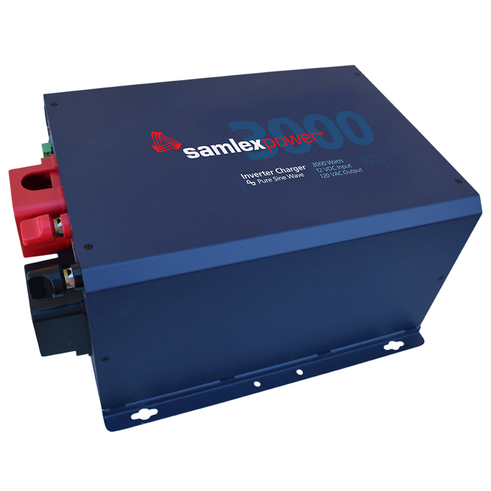 Samlex 3000W pure sine inverter/charger combo for 12V systems, with digital display and robust construction, by Samlex America.