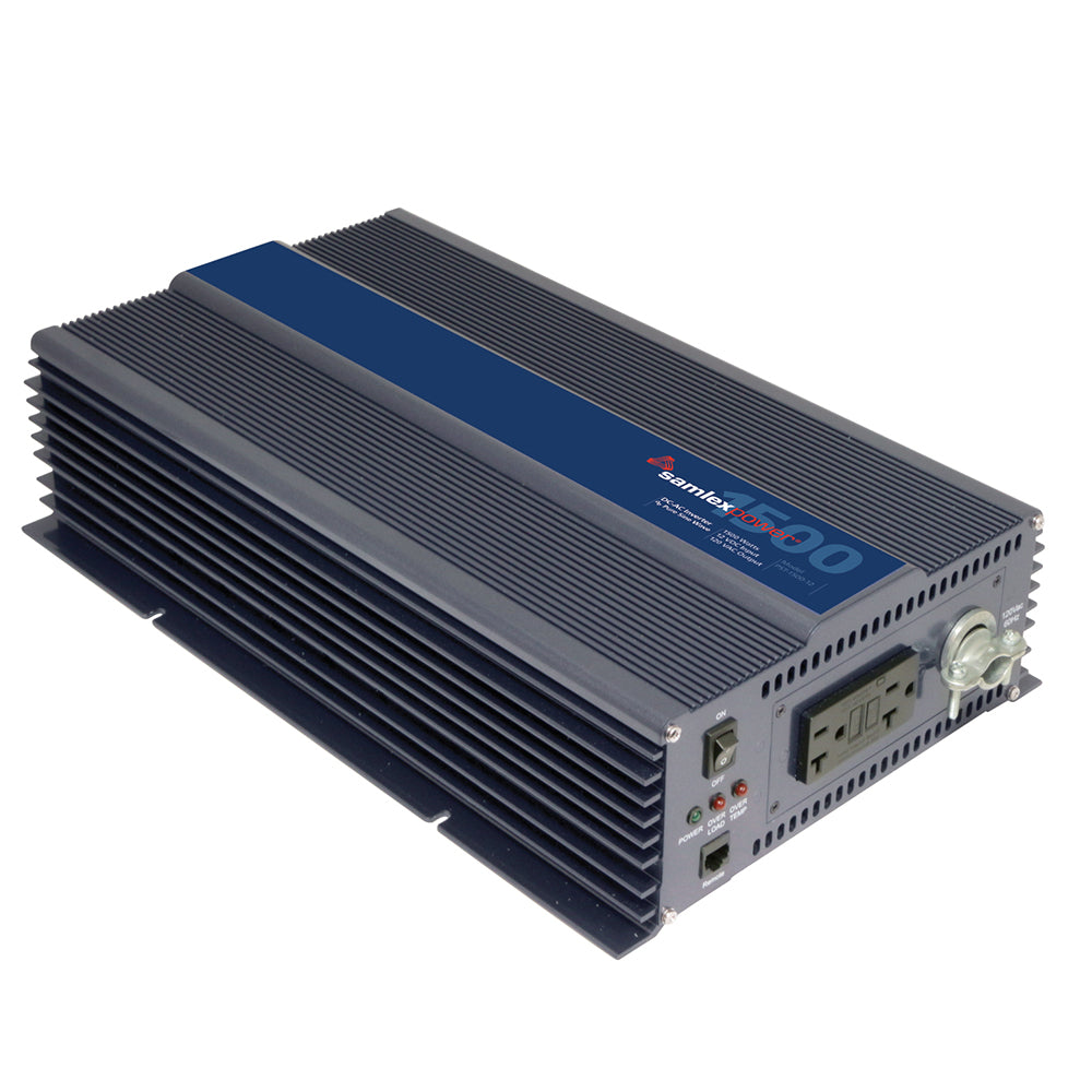 Samlex America 1500W pure sine wave inverter showing front view with control panel and 12V power input.