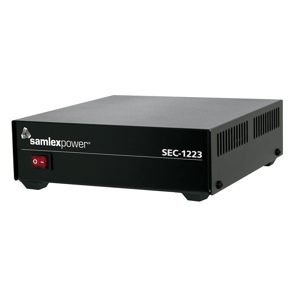 Samlex SEC-1223 power supply inverter by Samlex America with digital display and compact design.