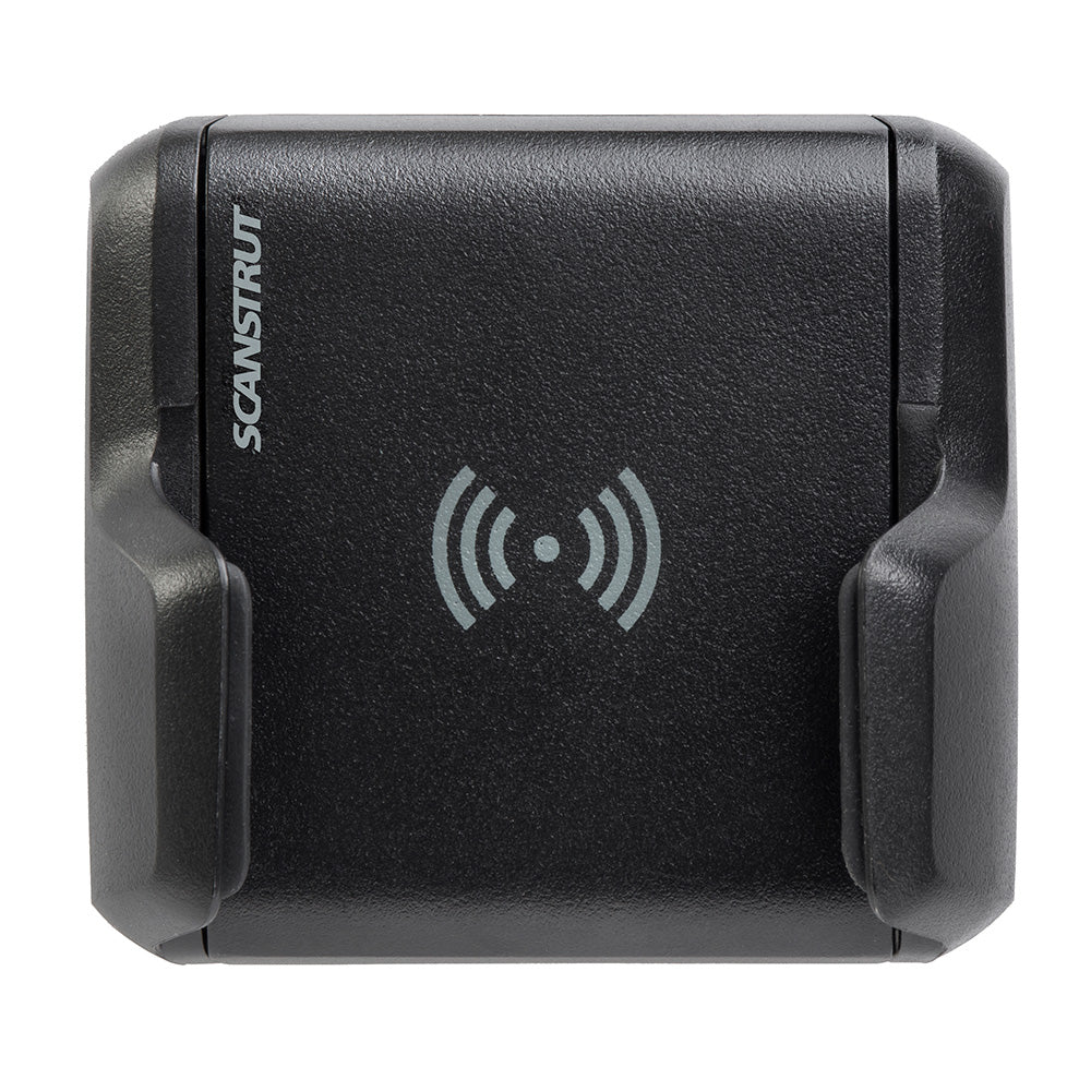 Scanstrut ROKK Wireless Nano 10W waterproof 12/24V charger for marine accessories, shown in a close-up image.