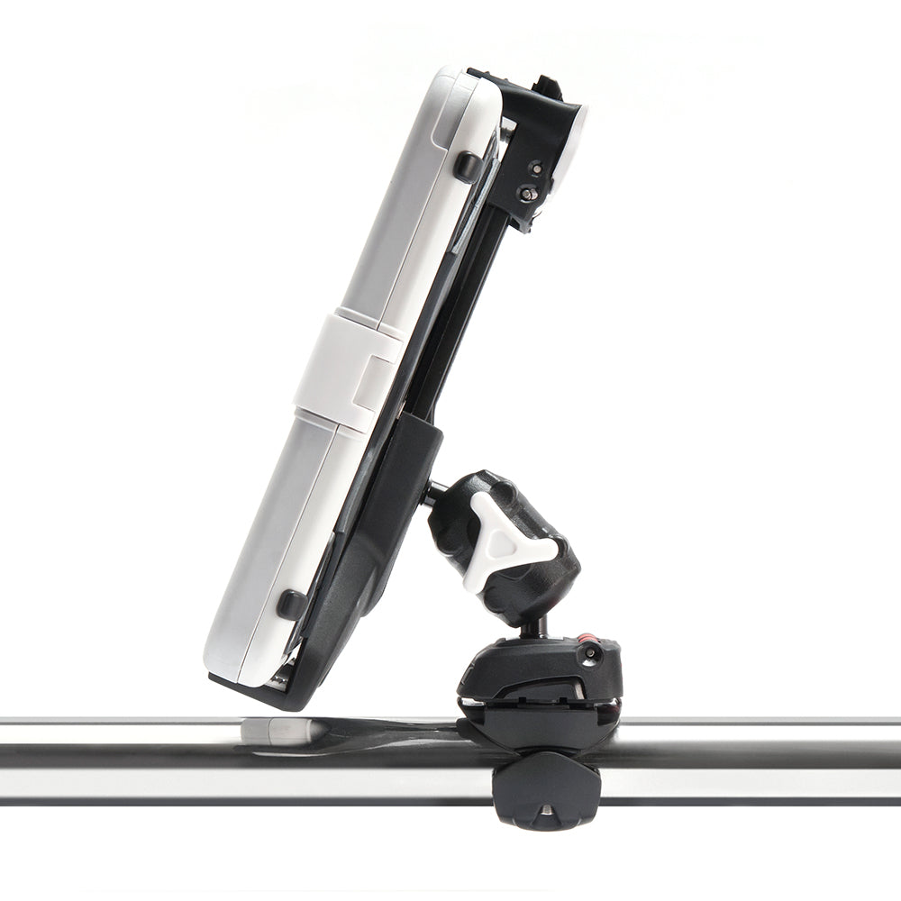 Scanstrut ROKK Mini Mount Kit rail-mounted tablet clamp for secure display attachment on boats or vehicles.