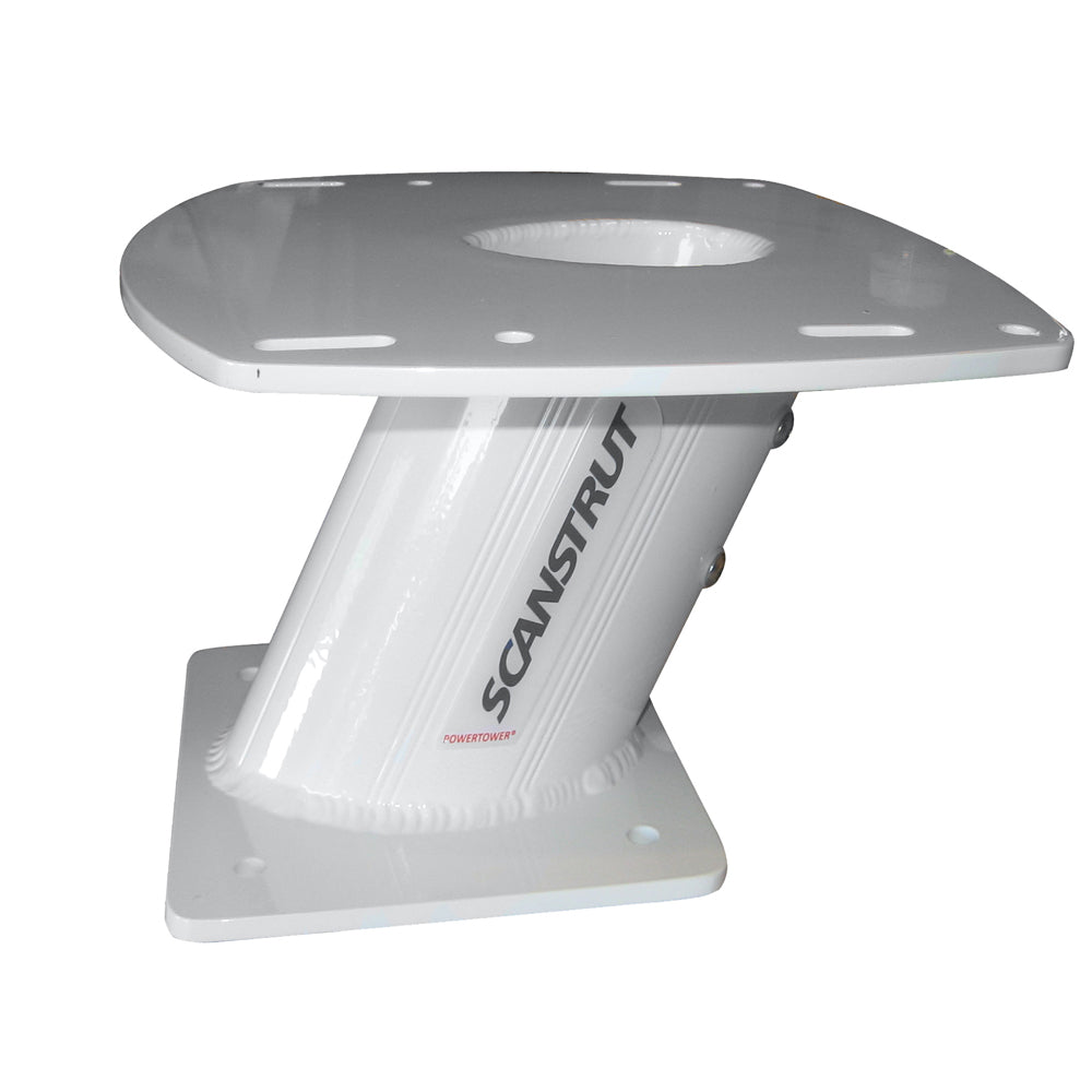 Scanstrut APT-250-01 Aluminum PowerTower radar mount with 10-inch aft-leaning design for boat radar or TV installation.