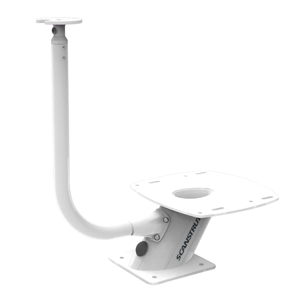 Scanstrut PowerTower center-mounted light bar for radar or TV mounts, forward-leaning design on a vessel or marine setup.