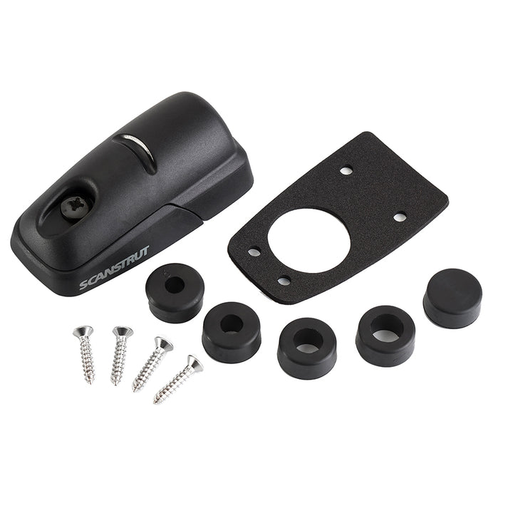 Set of five Scanstrut DS-H10-BLK black horizontal cable seals for wire management, showing sealed cables in a black finish.