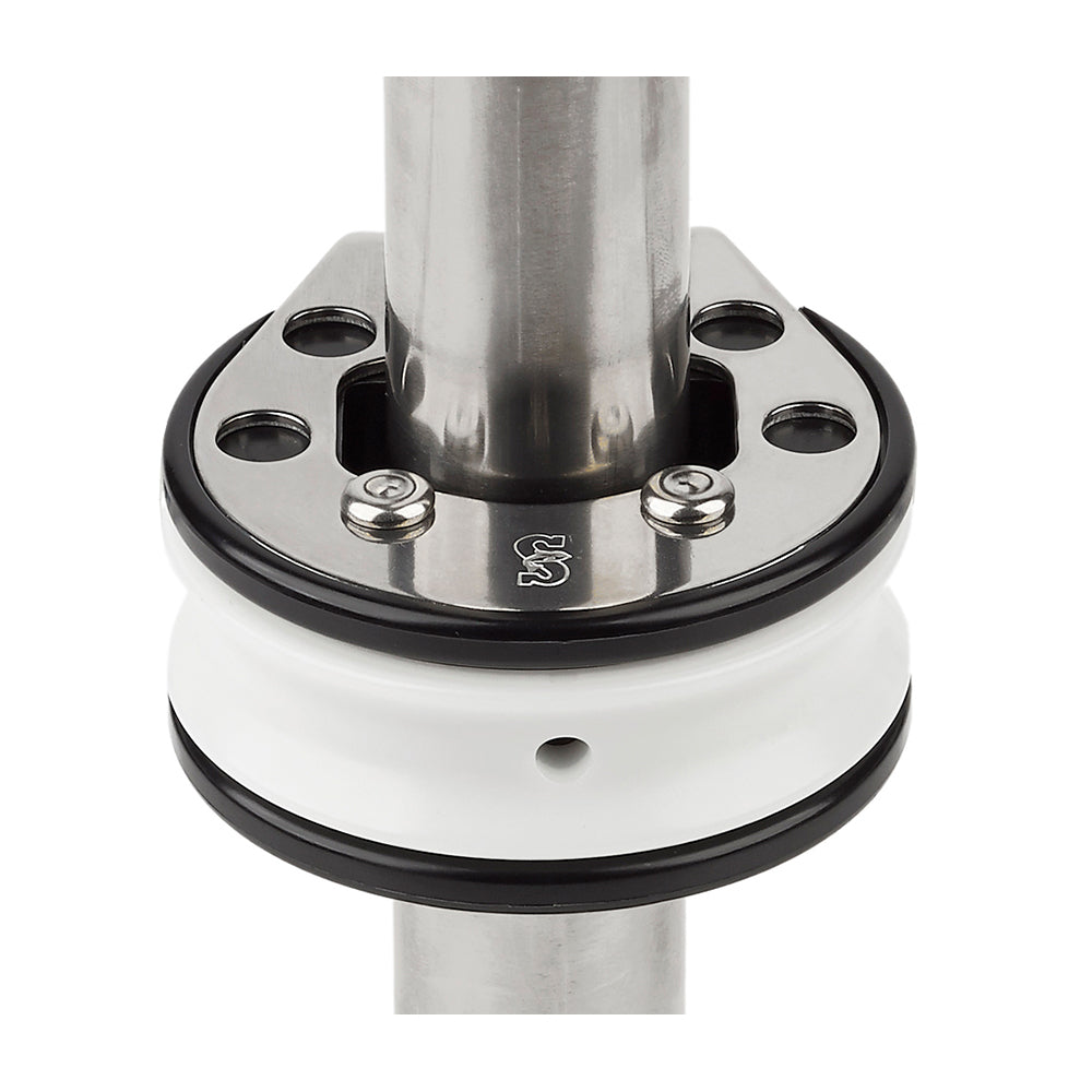 Schaefer Marine Clear Step Lead Block for 1-inch stanchions, used as a boat hardware component with transparent construction