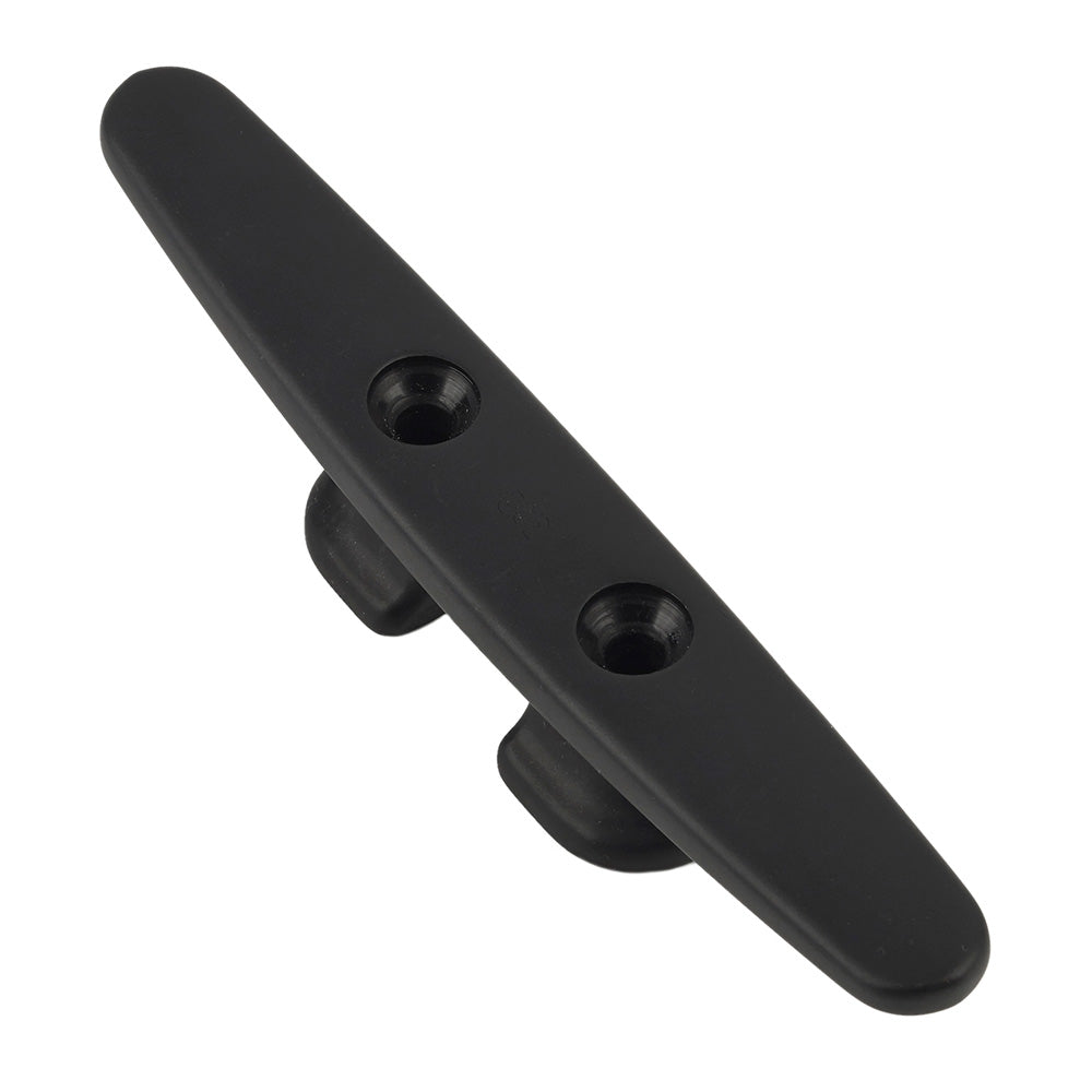 Schaefer Marine aluminum deck cleat, 4-inch size, marine hardware for boat docking and securing lines.