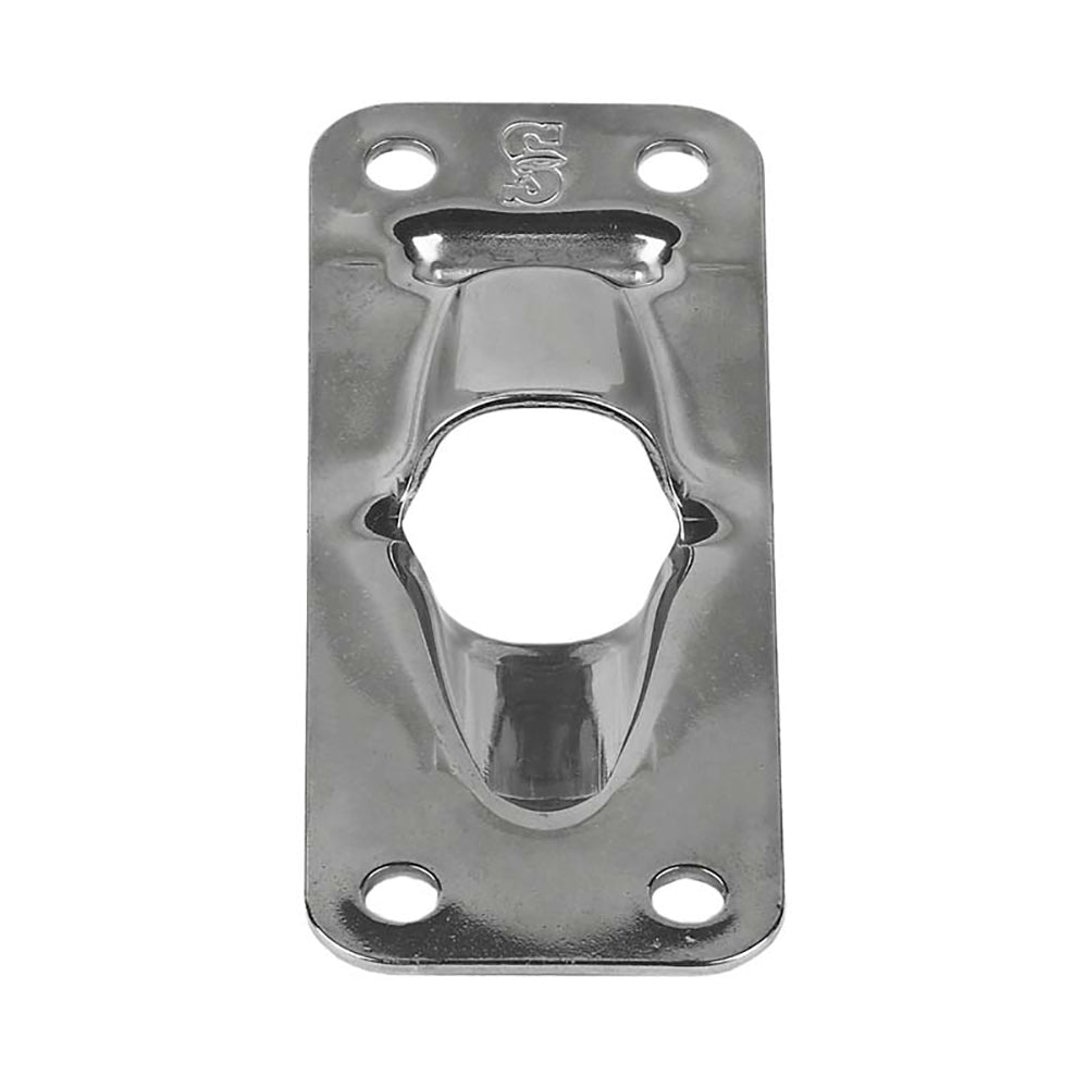 Schaefer Marine exit plate hardware for up to 1/2 inch line, flat design, used in marine rigging and sailing equipment.