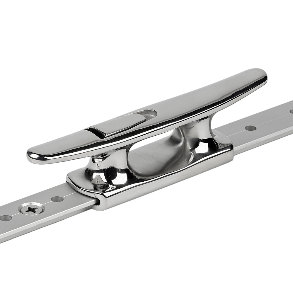 Stainless steel Schaefer Marine mid-rail chock and cleat, 1-inch hardware for boat railing and securing lines.