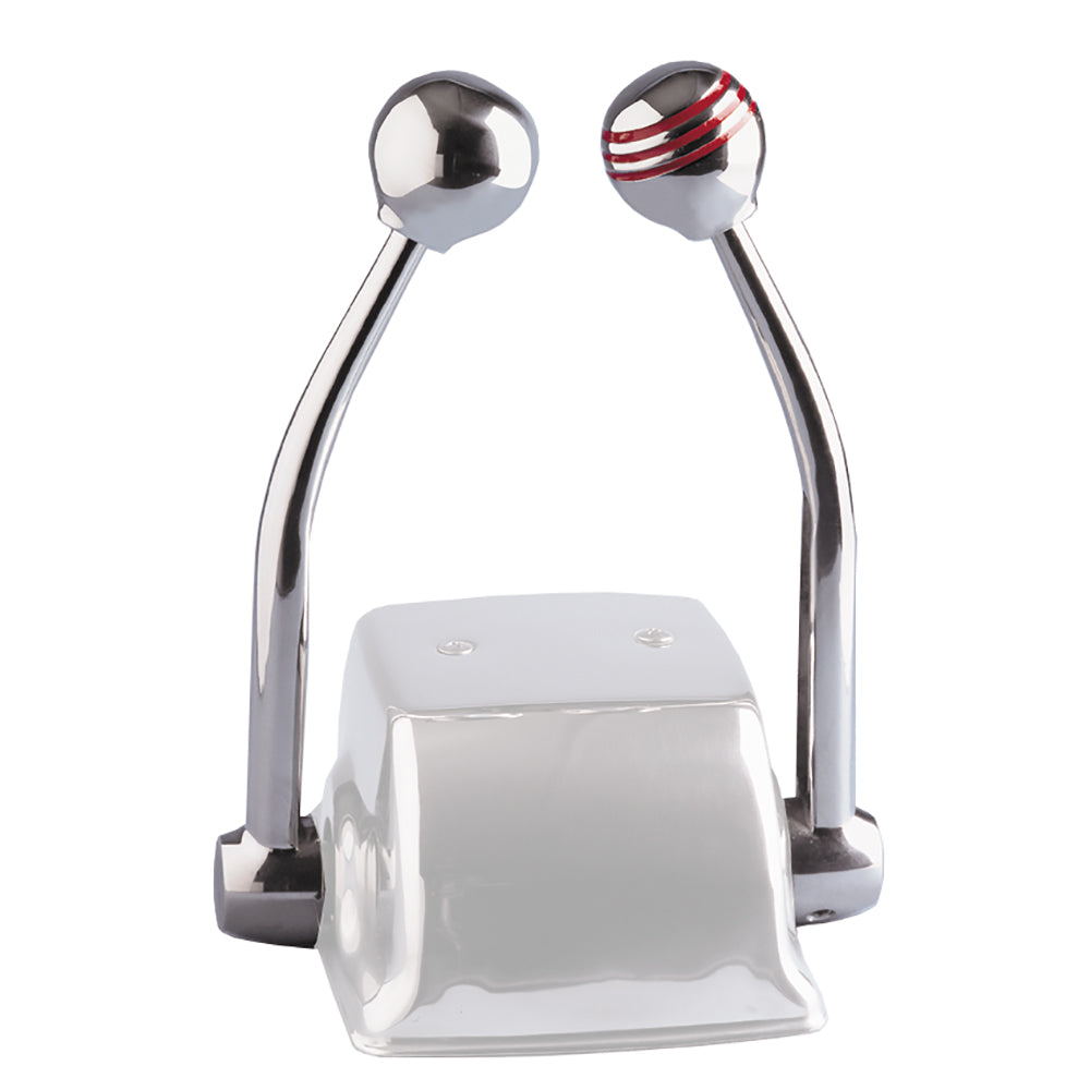 Schmitt Marine standard control arm set with red throttle knob and plain shift knob, includes arms and knobs for engine controls.