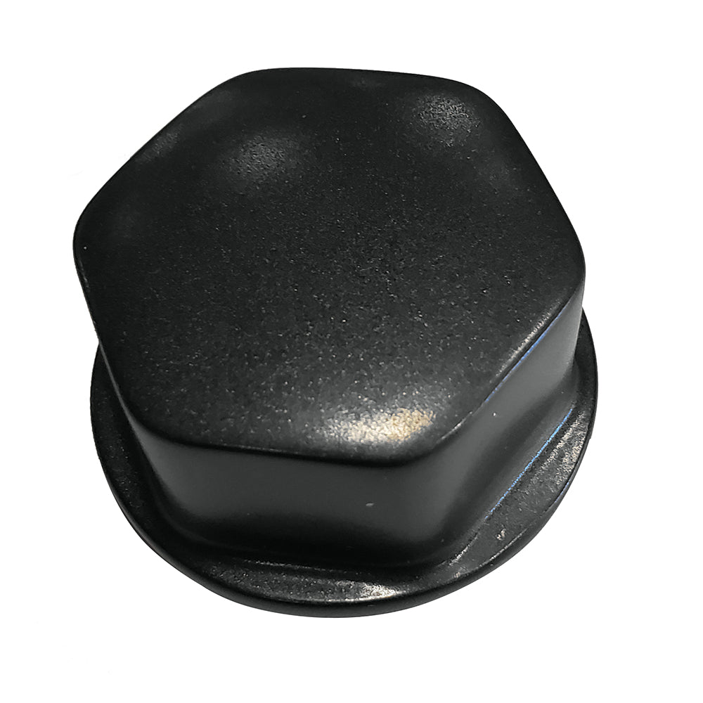 Schmitt Marine black faux center nut steering wheel with 1/2" and 5/8" M12 base for cast steering wheels.