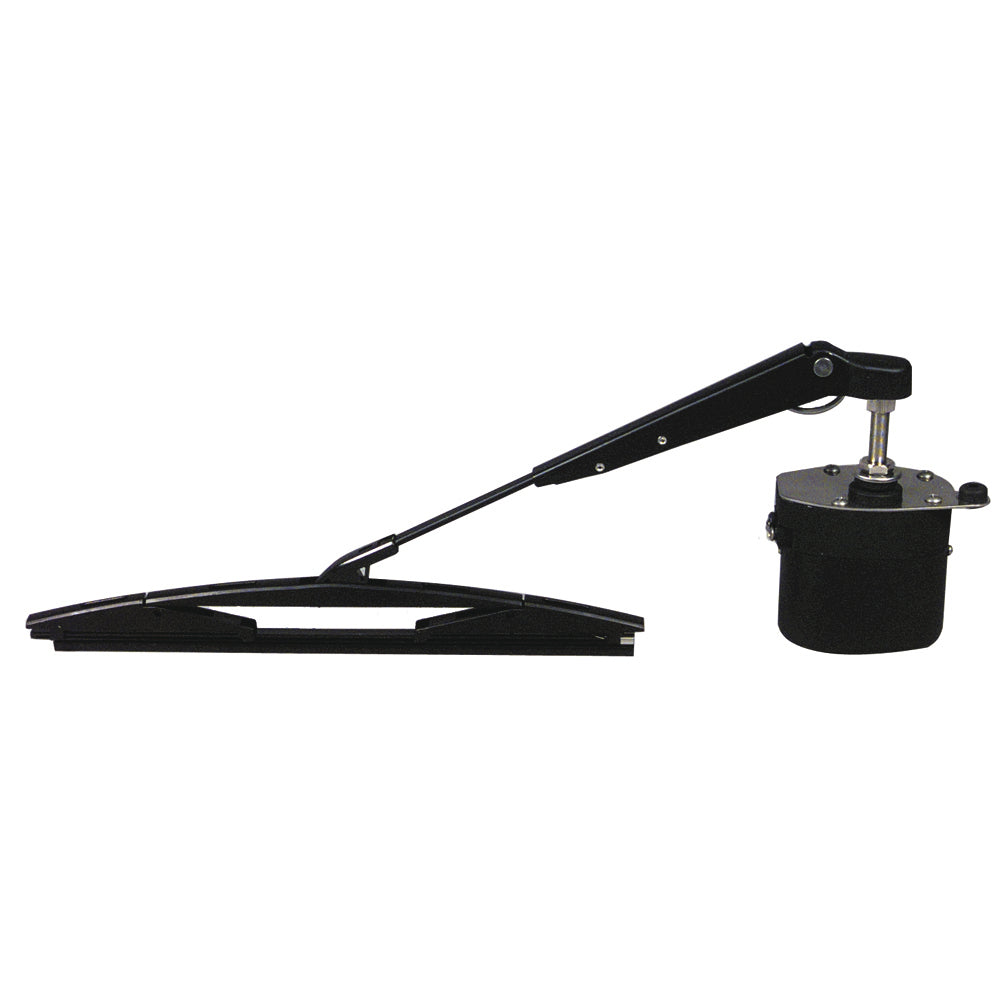 Schmitt Marine windshield wiper motor kit with 1.5-inch shaft, 14-inch arm, 14-inch blade, 12V, used on boats.