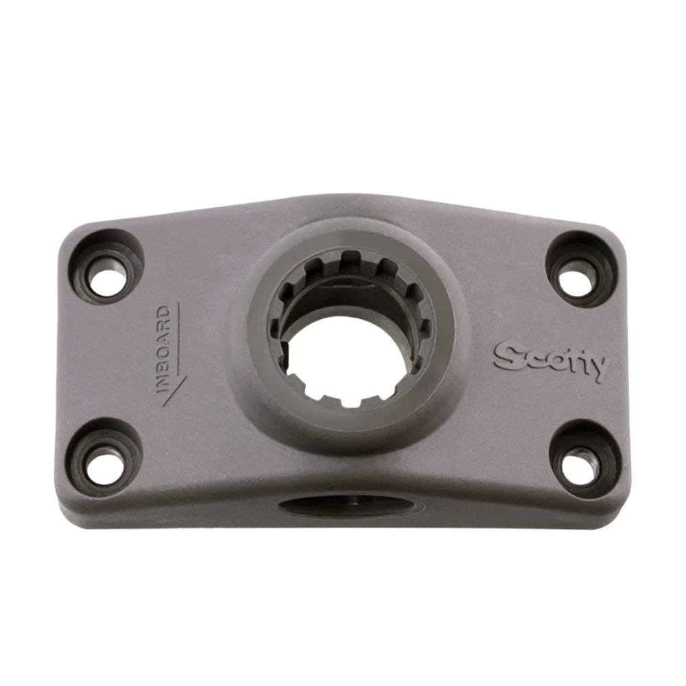 Scotty 241 combination side or deck mount in grey for boat accessories, shown installed on a marine vessel.
