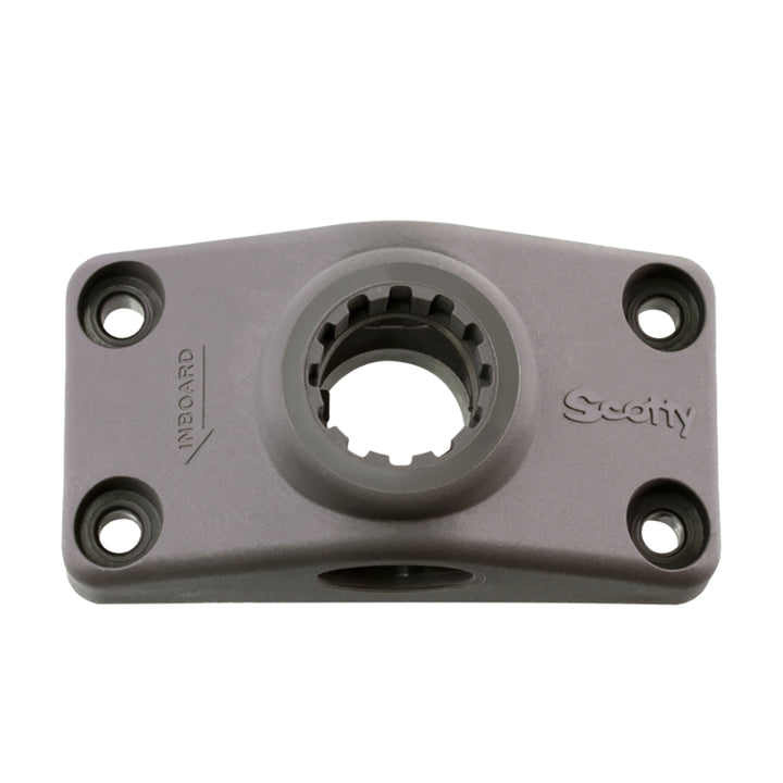 Scotty 241 combination side or deck mount in grey for boat accessories, shown installed on a marine vessel.