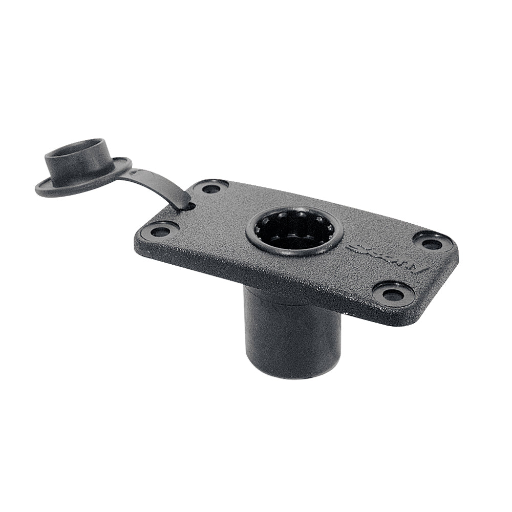 Scotty 244 flush deck mount with rain cap for boat accessories, showing the durable mount and protective rain cover.