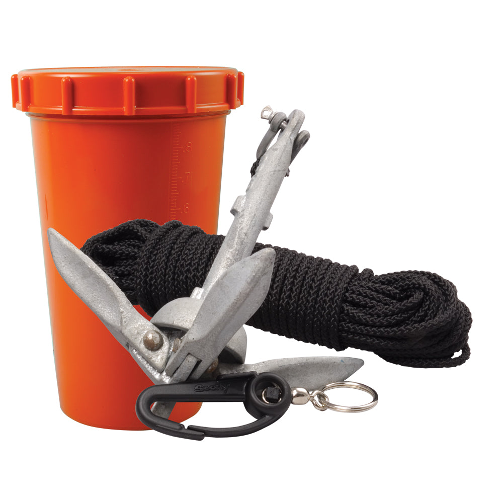 Scotty Anchor Kit with 1.5lb anchor and 50-foot nylon line for boat anchoring, featuring durable components and easy setup.