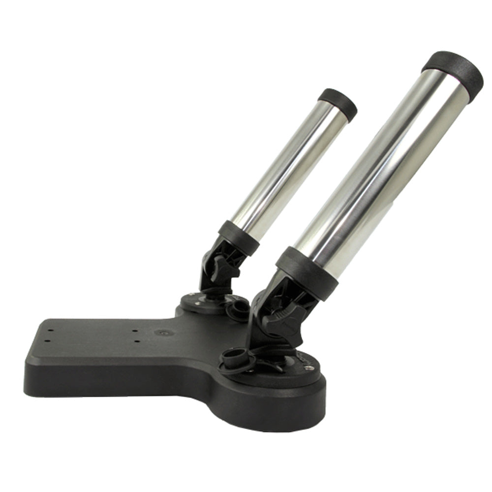 Scotty 447 HP Dual Rocket Launcher Rod Holder for downriggers, black plastic with adjustable mounting features.