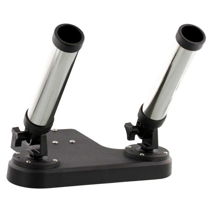 Scotty 447 HP Dual Rocket Launcher Rod Holder for downriggers, black plastic with mounting bracket, fits fishing rods.