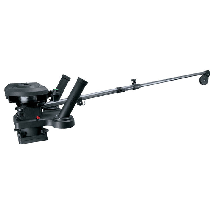 Scotty 1116 Propack 60-inch electric downrigger with dual rod holders and swivel base for fishing boats.
