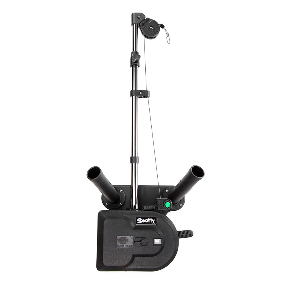 Scotty 1116 Propack 60-inch electric downrigger with dual rod holders and swivel base, used for trolling fishing.