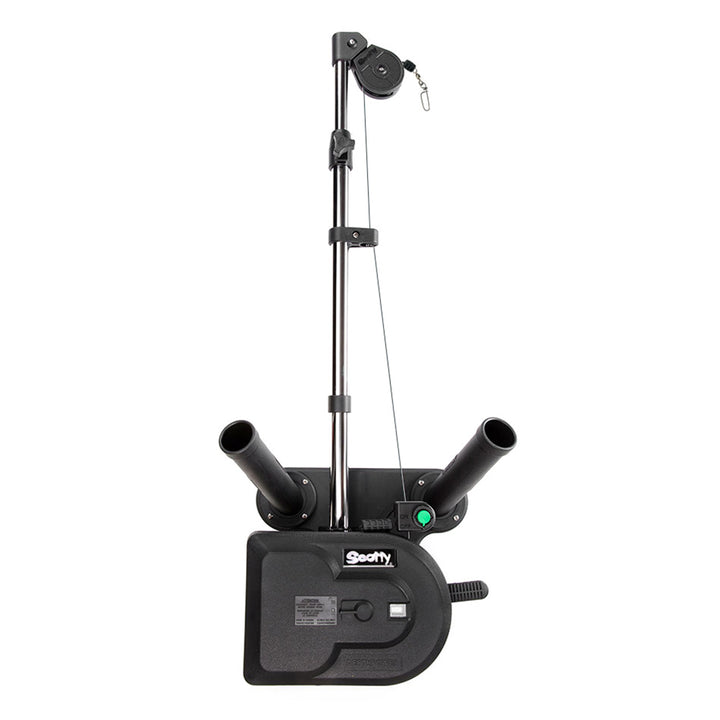 Scotty 1116 Propack 60-inch electric downrigger with dual rod holders and swivel base, used for trolling fishing.
