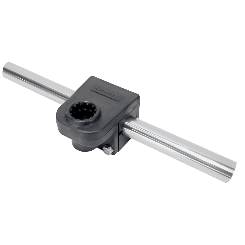 Scotty 287 round rail mount for 7/8 inch round rails, designed for boat rod holders with sturdy mounting features.