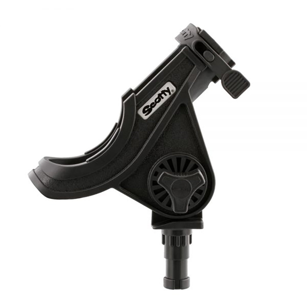 Scotty baitcaster and spinning rod holder without mount, black plastic and metal fishing rod holder for boat or dock use