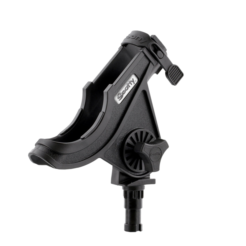 Scotty baitcaster and spinning rod holder without mount, black plastic fishing rod support with adjustable grip