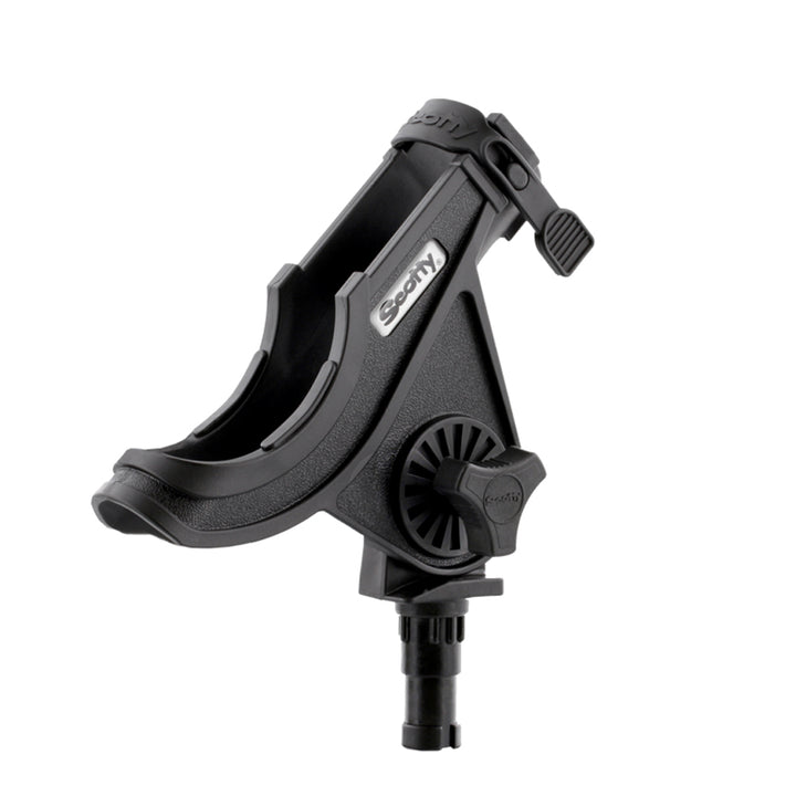 Scotty baitcaster and spinning rod holder without mount, black plastic fishing rod support with adjustable grip