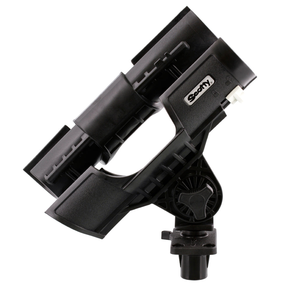 Scotty ORCA rod holder with 244 flush deck mount on boat deck, black durable fishing rod holder for secure rod storage.