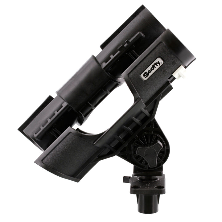 Scotty ORCA rod holder with 244 flush deck mount on boat deck, black durable fishing rod holder for secure rod storage.